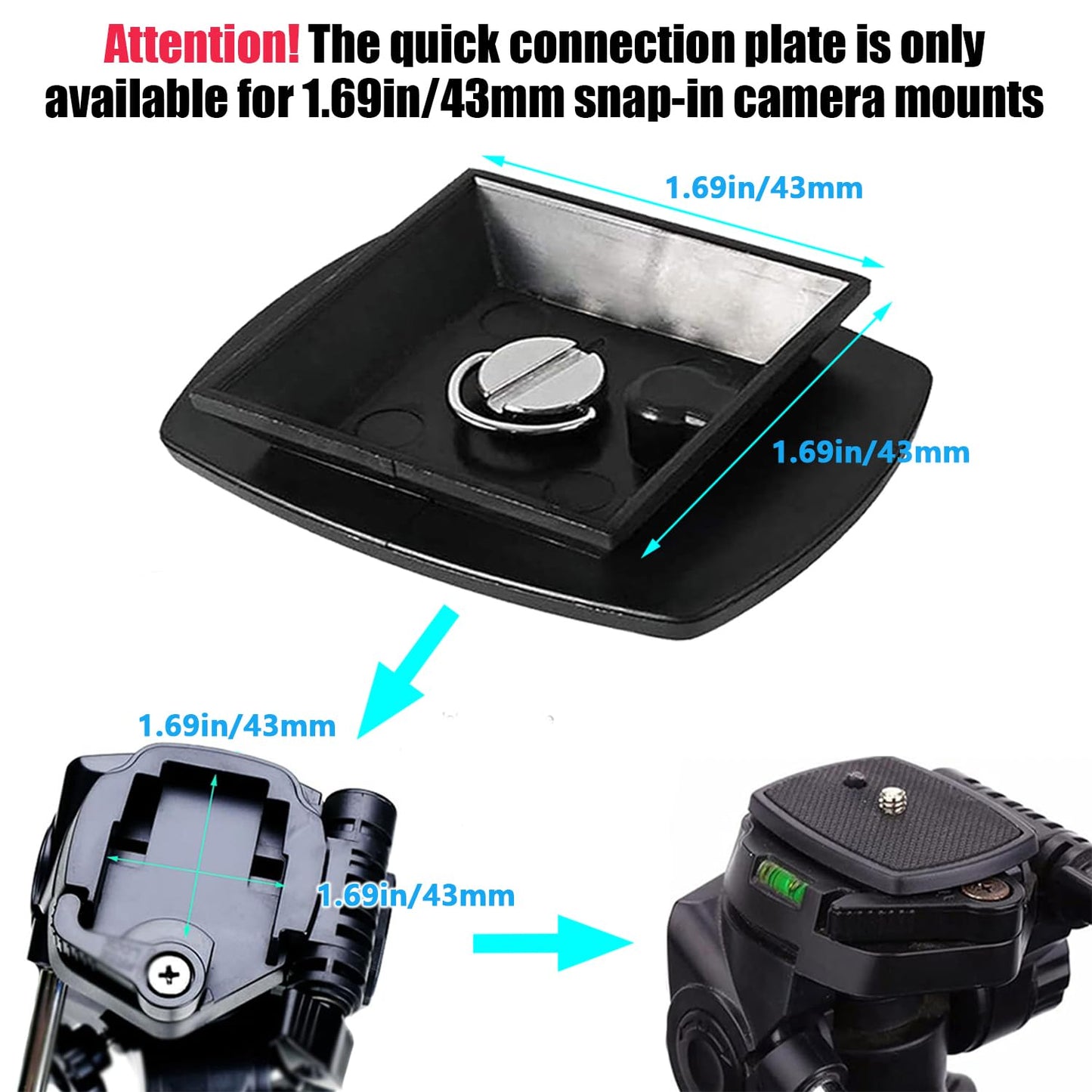 Voganacee 2-Pack Universal 43x43mm Quick Release Plate Set for Velbon Tripods, Compatible with CX-444, CX-888, CX-460, DF-50 - Durable, Easy-to-Use