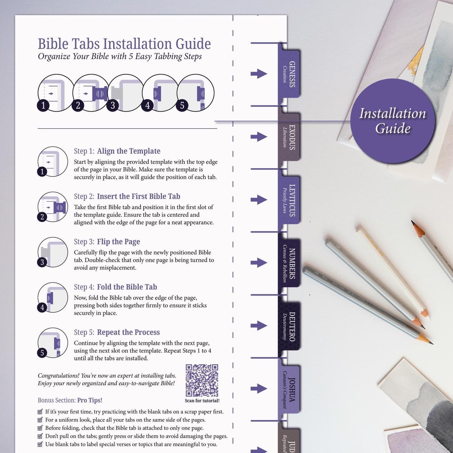 Saintilway Productions - Bible Tabs Premium Tear Resistant Bible Tabs - Easy to Apply, Laminated for Durability - Old & New Testament - Perfect