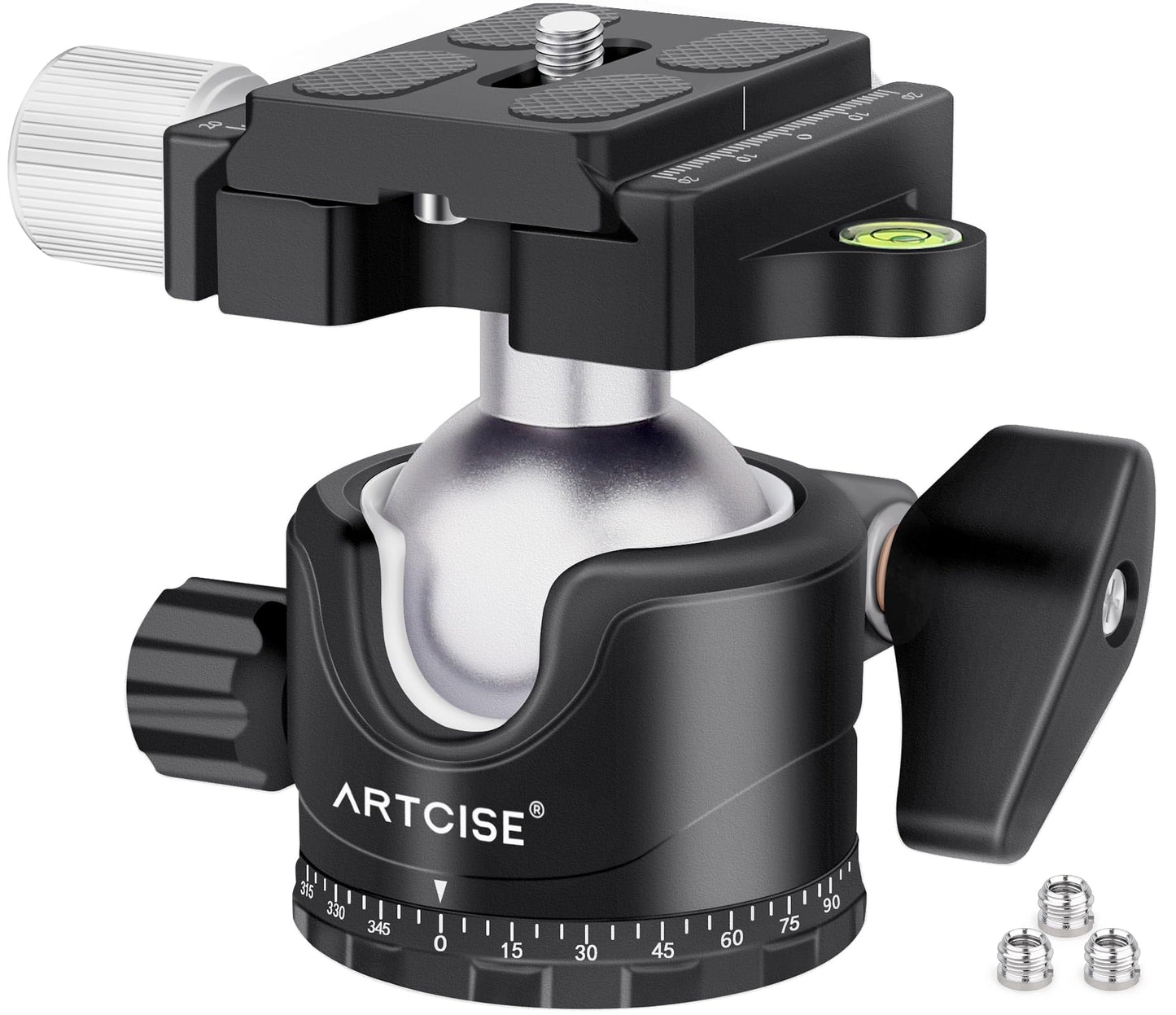 Low Profile Tripod Ball Head 36mm Stability Panoramic Tripod Head 360 Rotating Metal Ballhead with 1/4 inch Arca QR Plate for DSLR Cameras Tripods