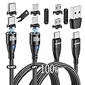 ODDADD 100W USB C Magnetic Charging Cable 2pack(3.3ft+6ft), 6 in 1 Magnetic Fast Charging Cable, Magnetic USB C Charging Cable Compatible with Micro