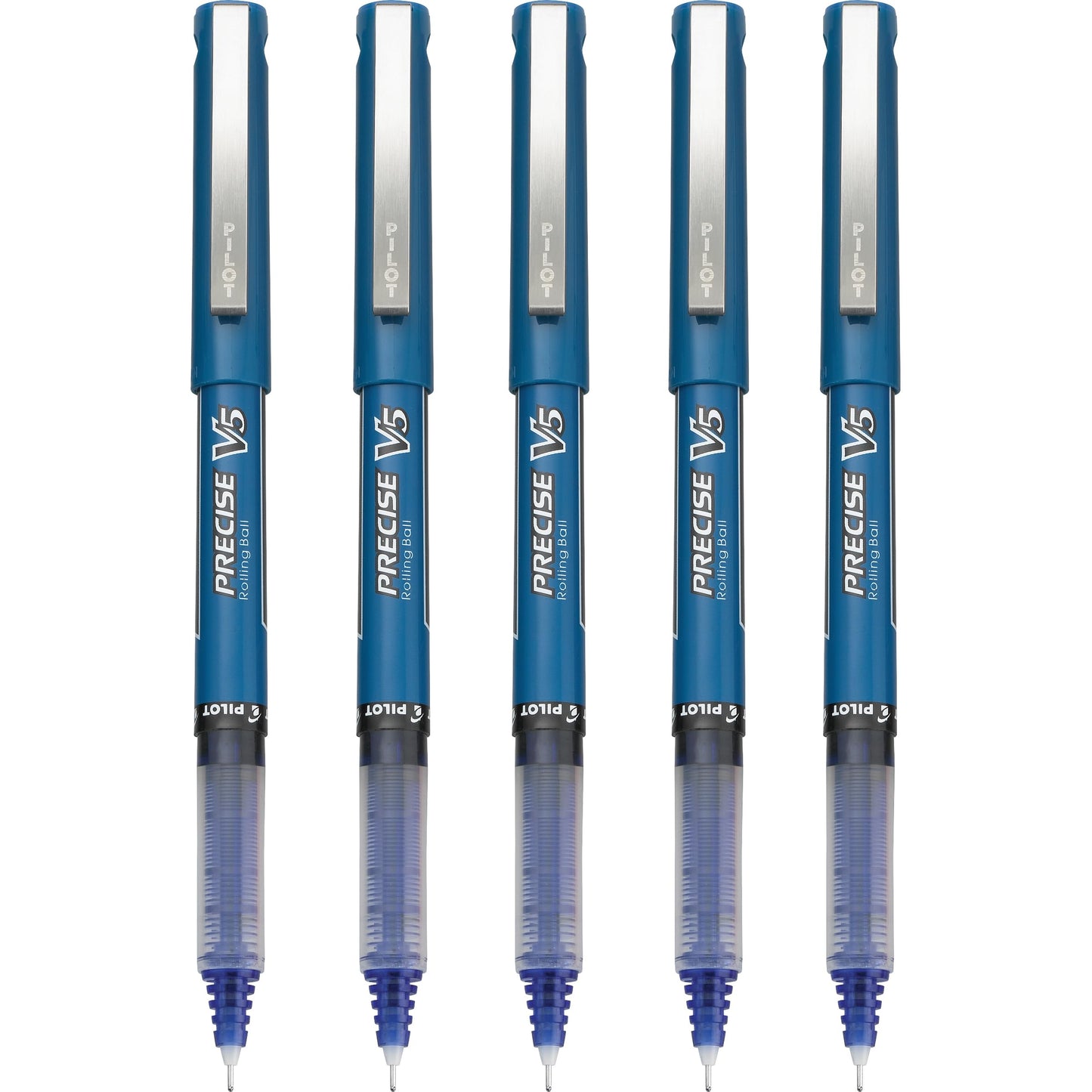 Pilot Precise V5 Rollerball Pens, Extra Fine Point 0.5 mm Blue Pens, Blue, Pack of 5 - Ideal for School, Journaling & Office Writing