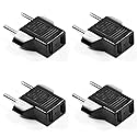 Black US to Europe Round Pin Travel AC Power Plug Adapter (4 Pack), 2-Flat to 2-Round Pins