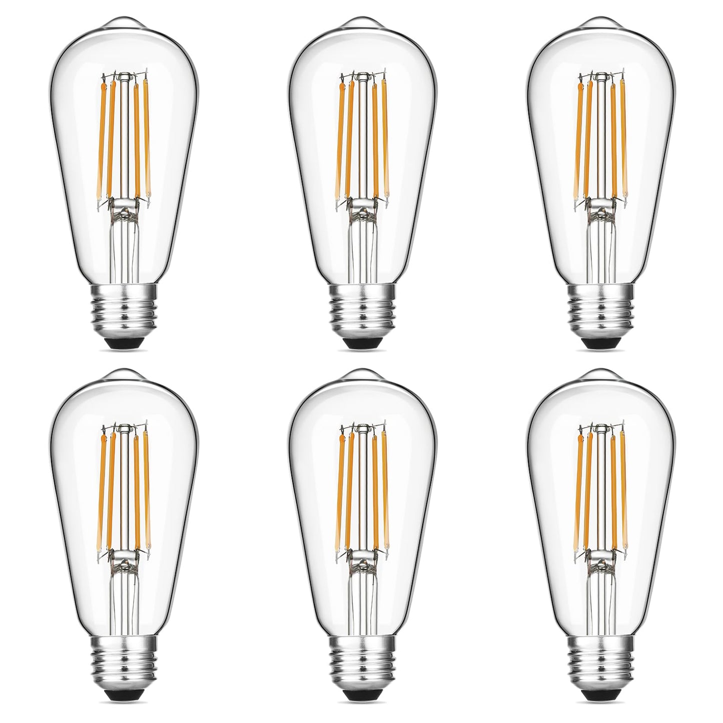 Gozelux Vintage LED Edison Bulbs 6W, Equivalent 60W Incandescent, Warm White 2700K, ST58 Antique LED Filament Bulbs with 90+ CRI, E26 Medium