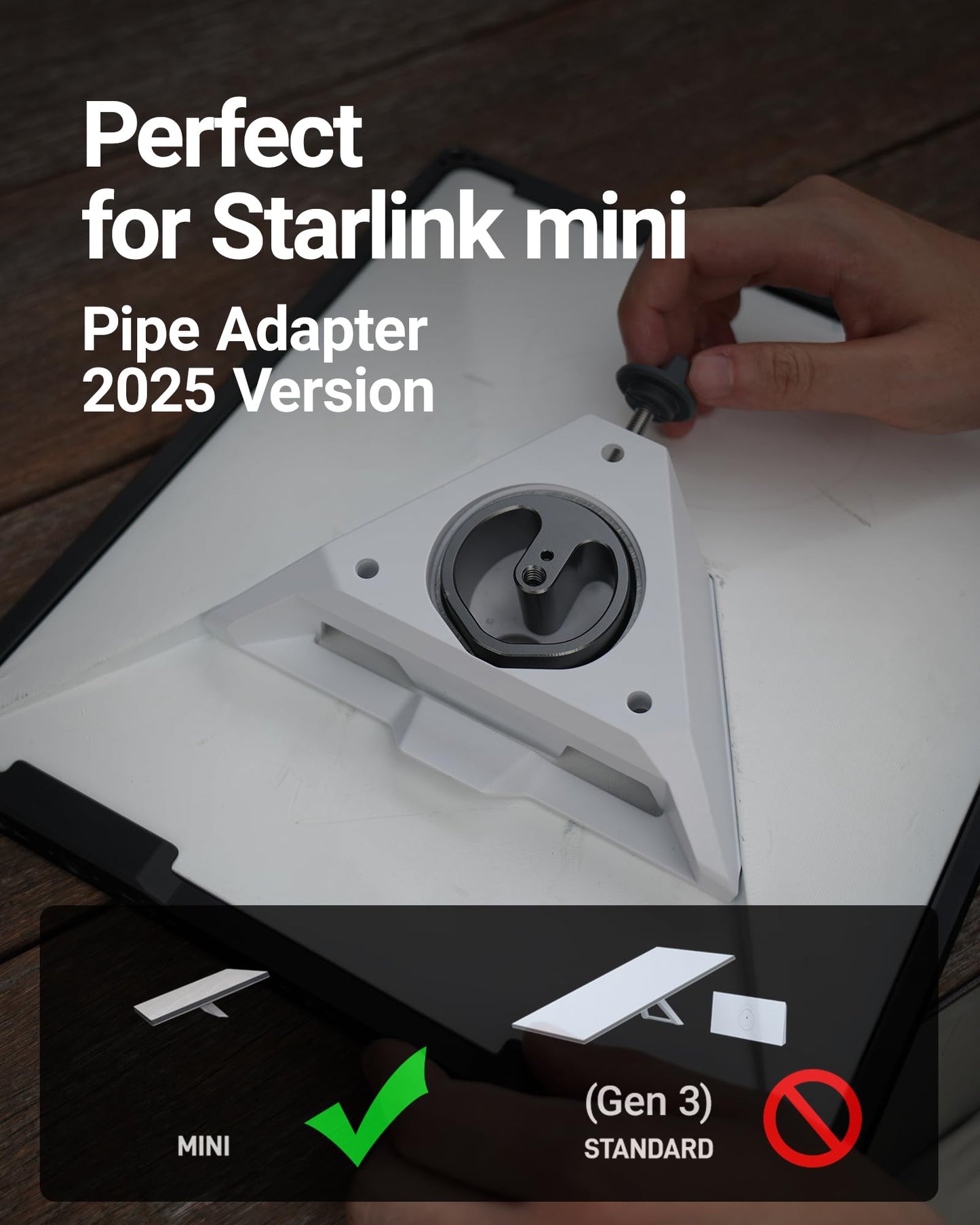 ORLN'K Starlink Mini Tripod Mount Adapter (1/4", Lightweight Aluminum, Only 3.1oz, Built for Travel, Flush Mounting Fits Quick Release Plate) M2025T