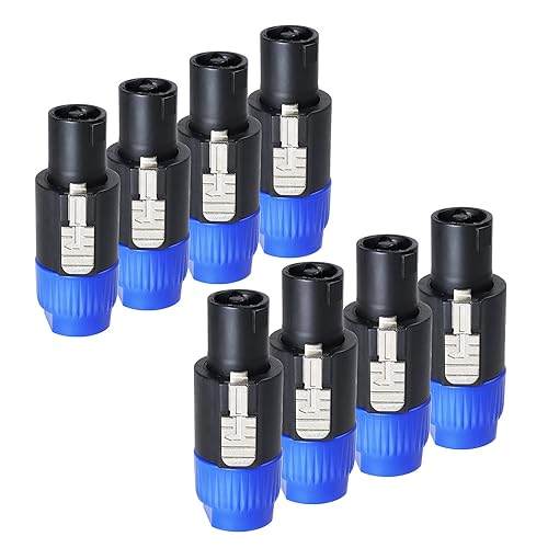 Sonoreboom Pack of 8 NL4FC Speakon Connectors, 8pcs 4 Pole Speak-ON Connector with Twist Lock, Compatible NL4FX, NLT4X, NL2FC Adapter for Amplifier