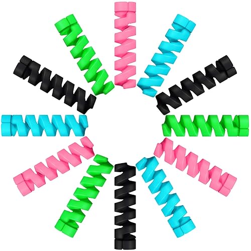 Jetec 24 Pcs Charger Cable Protector,Silicone Flexible Cable Saver,Spiral USB Mouse Wire Protector for Headphone Laptop Earphone Cell Phone Wrap
