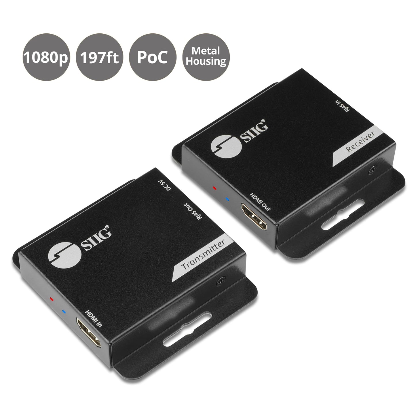 SIIG HDMI Over Cat6 Extender, 1080p, 197ft, PoC, CE-H3EX01-S1