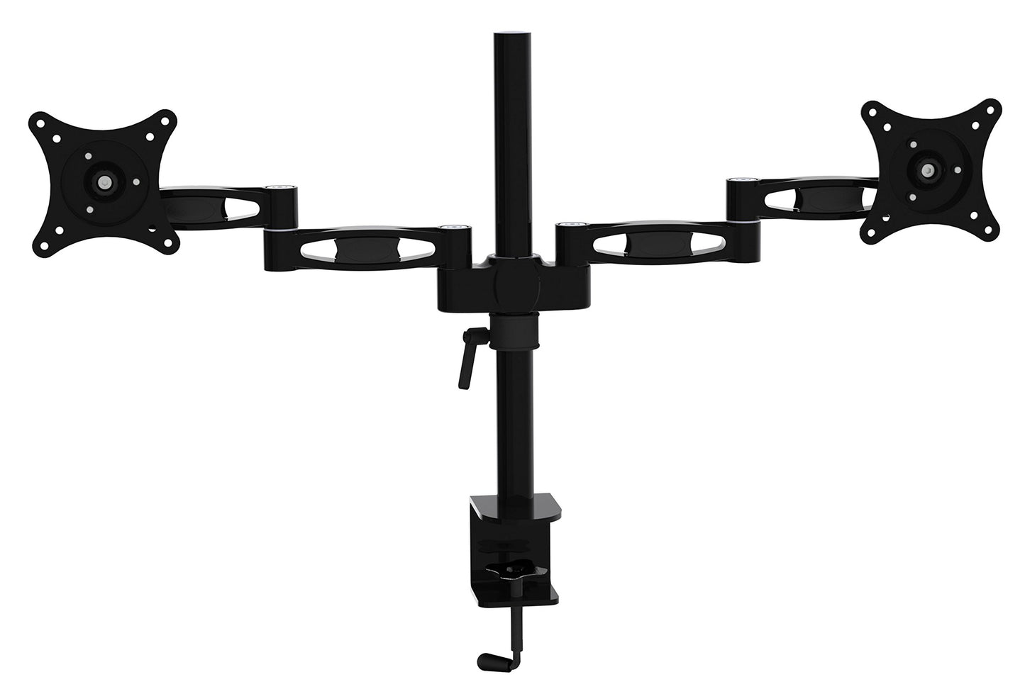 2xhome - New Dual Extension Arm 3 Way Three-sectioned Ergonomic Fully Easy Height Adjustable Articulating Flex Deesktop Tilting Retractable Black Desk