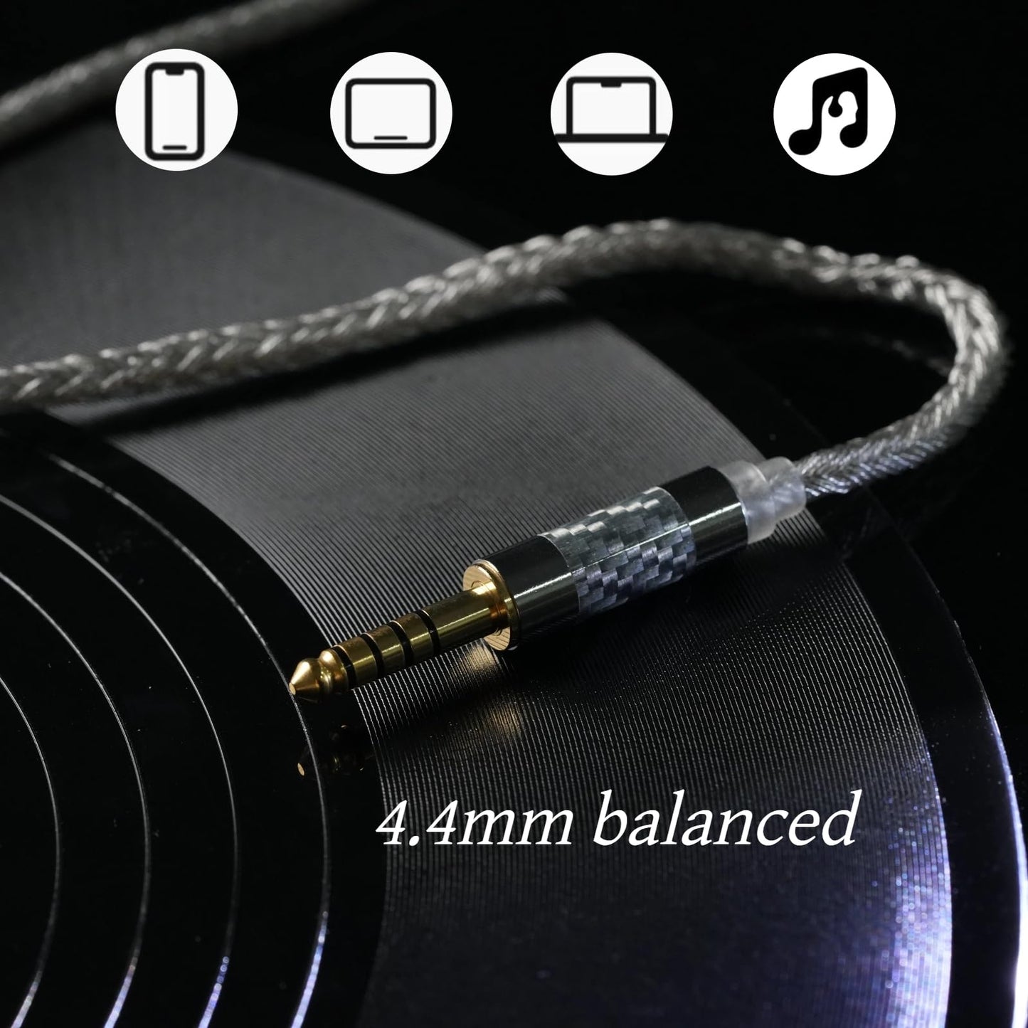 ivipQ 2 Pin IEM Cable, 24-Core Silver-Plated, 4.1ft (1.25m), 4.4mm/3.5mm to MMCX & 2-Pin for in-Ear Monitors