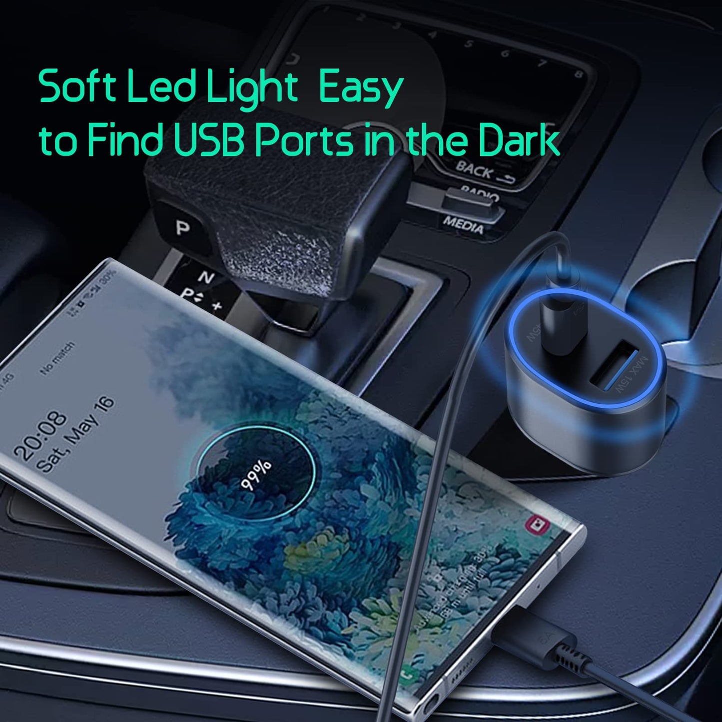Samsung Super Fast Dual Car Charger (45W+15W) with Super Fast Charging Cable for Samsung Galaxy S26 S25 S24 S22 S21 S20 Ultra Plus Note 10+,Pixel,Note