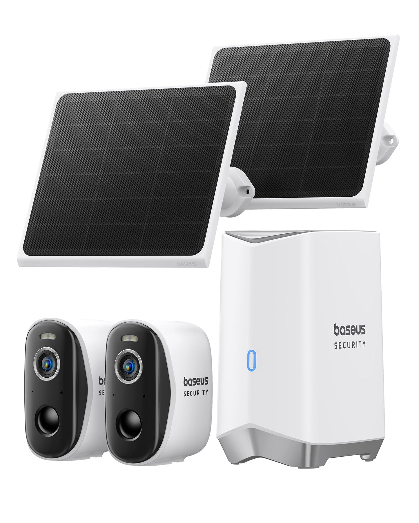 Baseus Solar Security Cameras Wireless Outdoor, N1 2-Cam Kit with Solar Panel 3W, 2K Color Night Vision Camera for Home Security, Solar-Powered, IP67