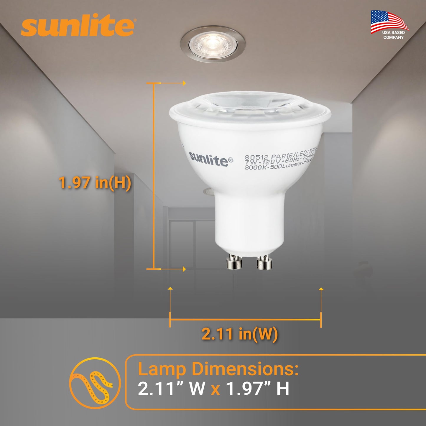 Sunlite LED MR16 Reflector Spotlight Bulb, 7 Watts (50W Halogen Bulb Replacement) 120 Volt, 550 Lumen, 35° Flood Beam, GU10 Base, Dimmable, ETL
