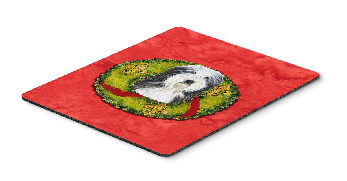 Caroline's Treasures SS4186MP Bearded Collie Cristmas Wreath Mouse Pad, Hot Pad or Trivet for Home Office Gaming Working Computers Laptop Mouse