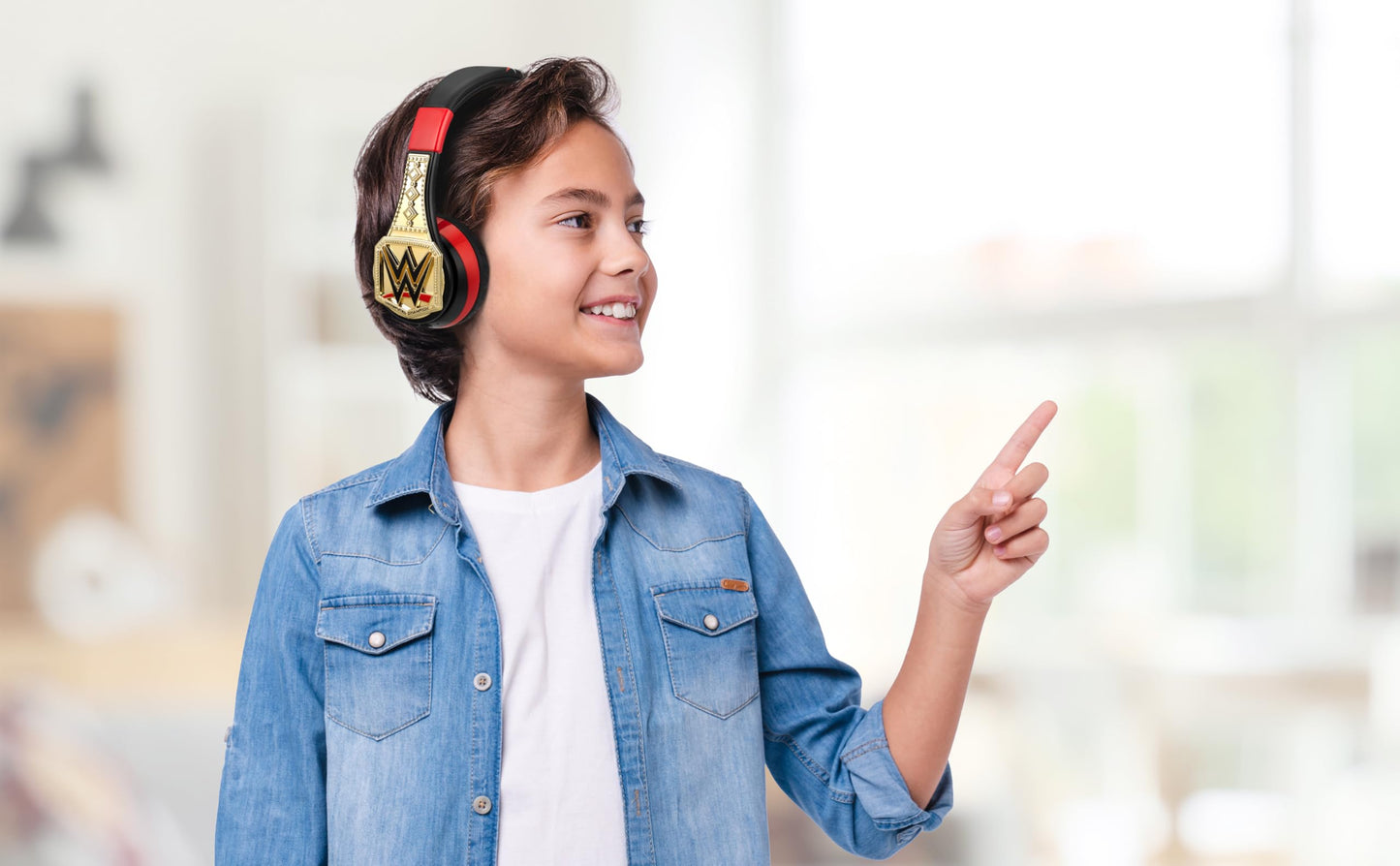 eKids WWE Bluetooth Headphones, Wireless Headphones with Microphone Includes Aux Cord, Kids Earphones for School, Home, or Travel