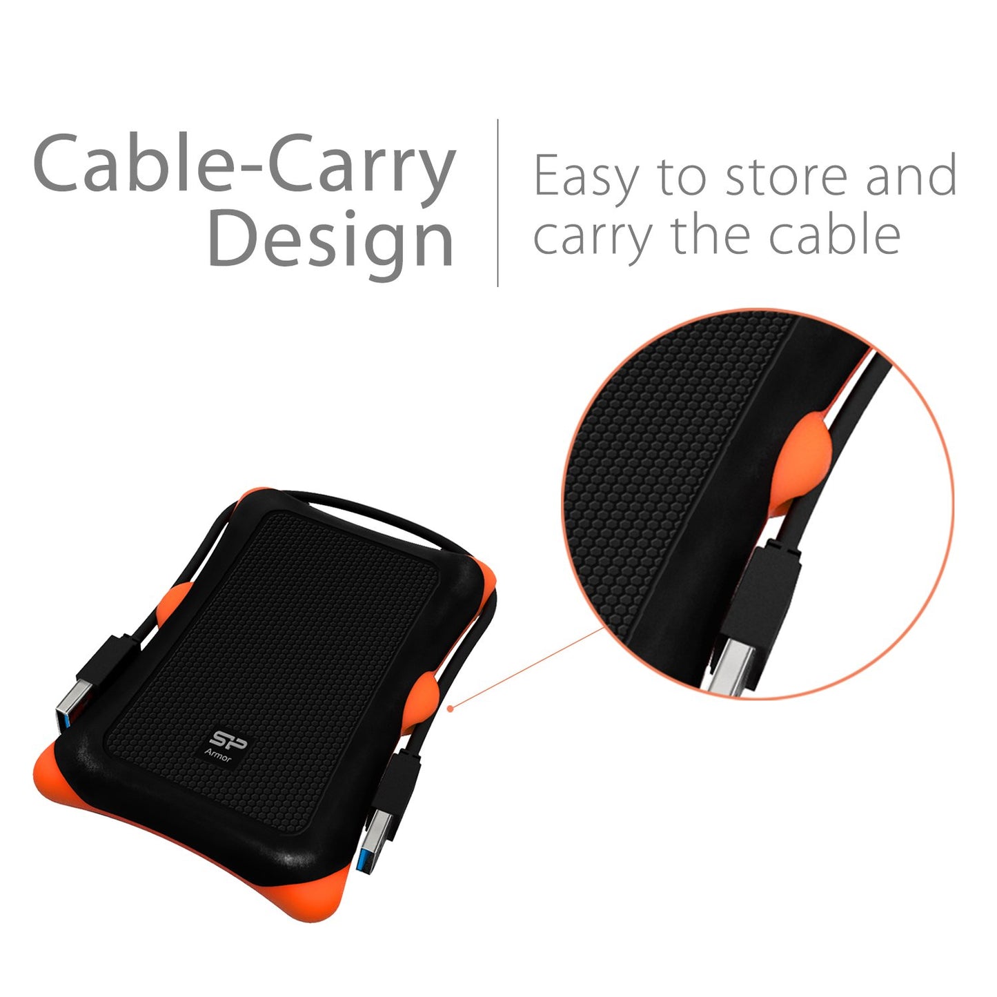 Silicon Power 1TB External Hard Drive Armor A30, Shockproof USB 3.0 for Xbox PS4 and PS5 Black