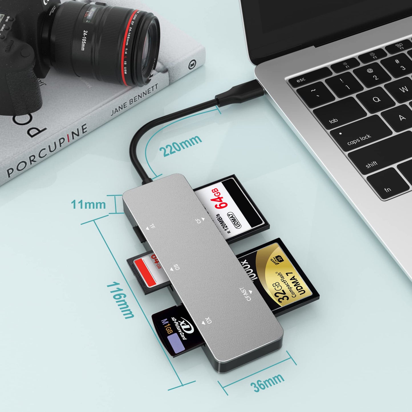 CFast Card Reader, USB C CFast 2.0 Card Reader, Type-C 3.0 5Gbs CFast Memory Card Adapter for SanDisk, Lexar, Transcend, Sony Card, Read