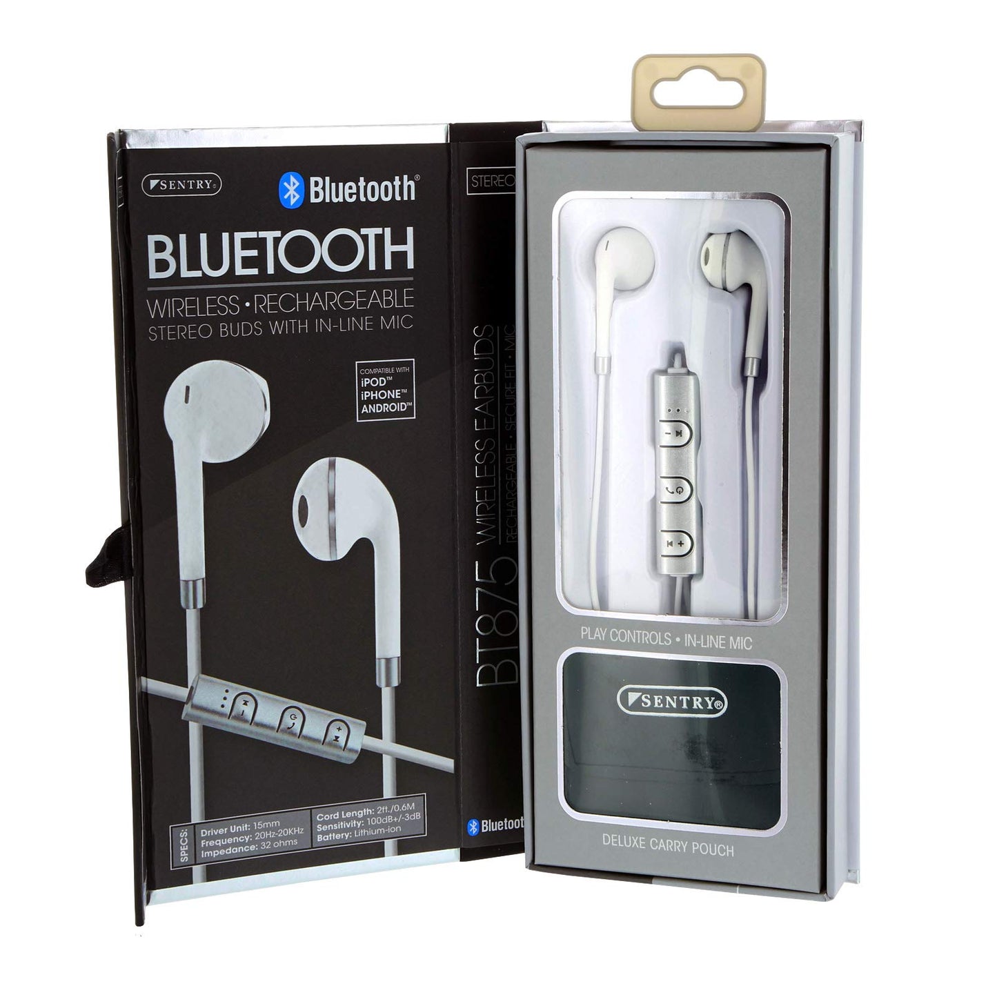 Bluetooth® Wireless Stereo Earbuds with Mic -White