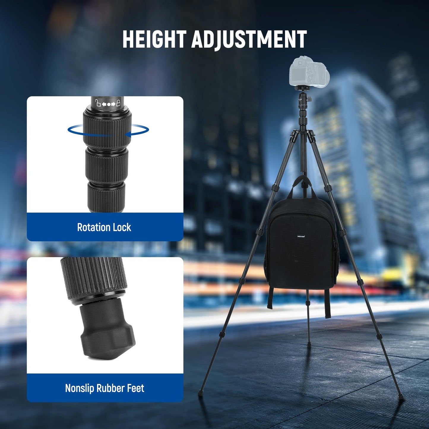 NEEWER Carbon Fiber Camera Tripod Monopod, 65" Lightweight Compact Portable Travel DSLR Video Stand, 360° Ball Head, Anti Slip QR Plate, Inverted