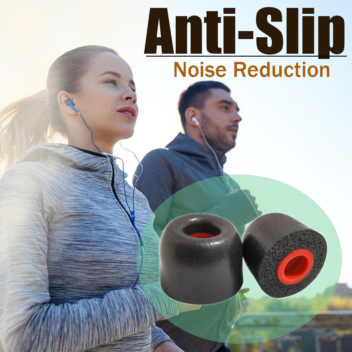Memory Foam Earbuds Tips - Universal Replacement Ear Tips Sport Anti-Slip for 4mm-5.5mm Nozzle - Noise Isolating, Comfort Fit, 3 Pairs, Storage Case