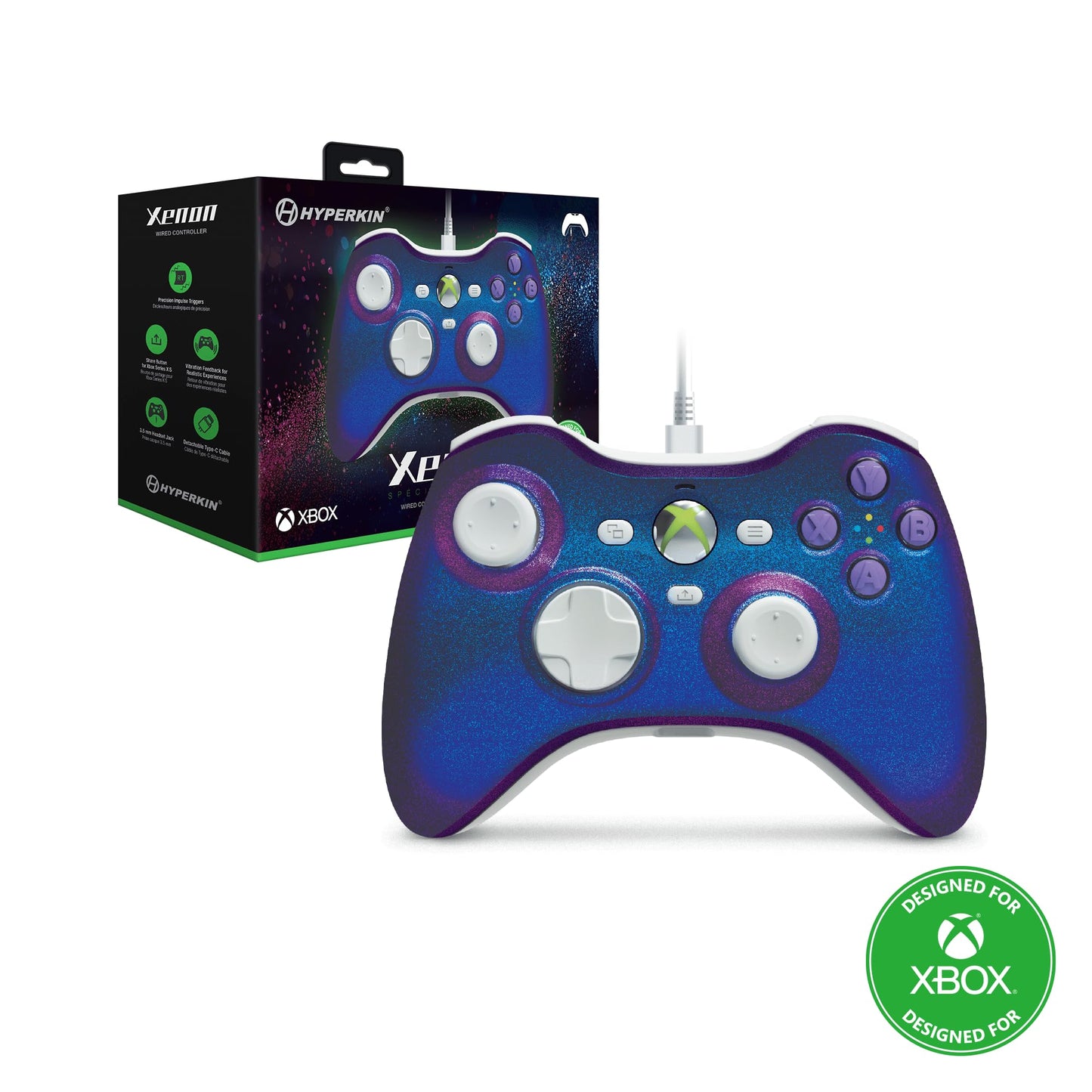 Hyperkin Xenon Wired Controller Special Edition Shine and Shimmer Collection for Xbox Series X|S, Xbox One, Windows 10|11, PC, Video Game Controller