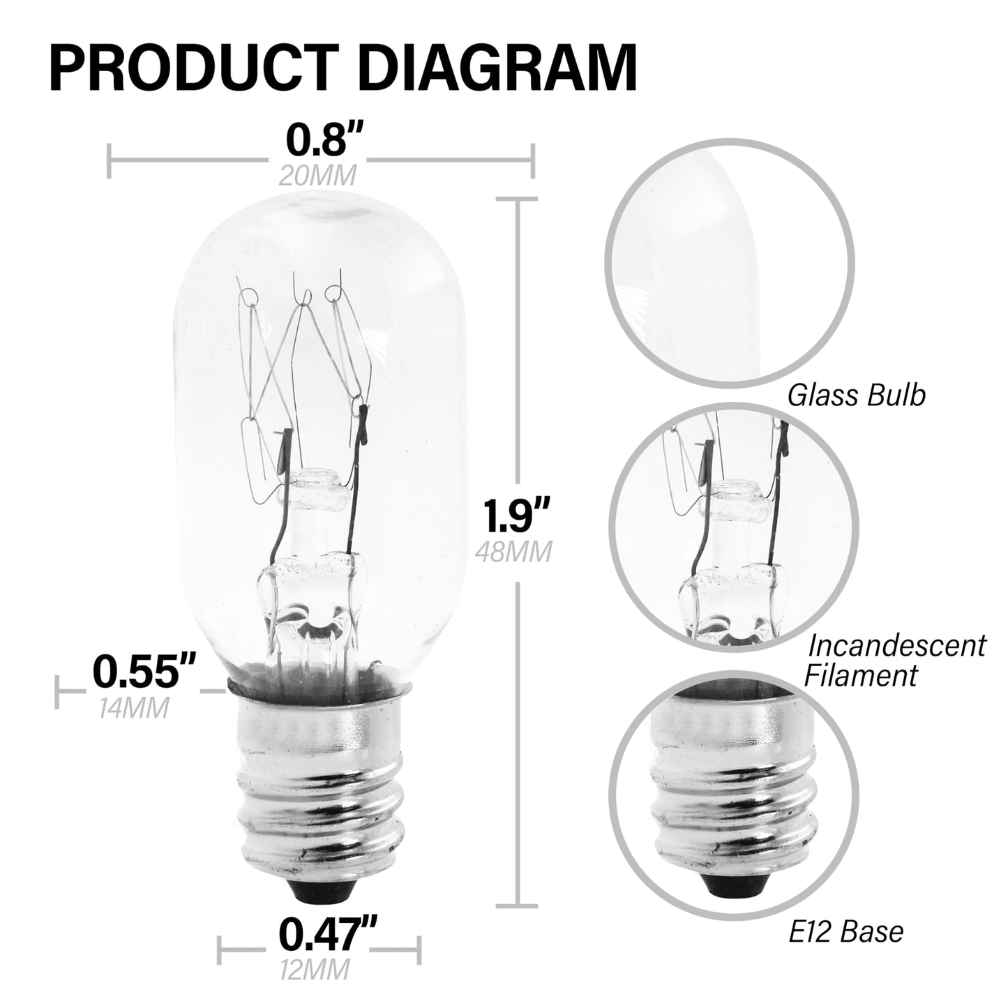 Mandala Crafts 120v 7w Night Light Bulbs Dimmable Himalayan Salt Lamp Bulbs - 12 C7 Bulbs E12 Small Bulbs for Christmas Village Light Bulbs Inflatable