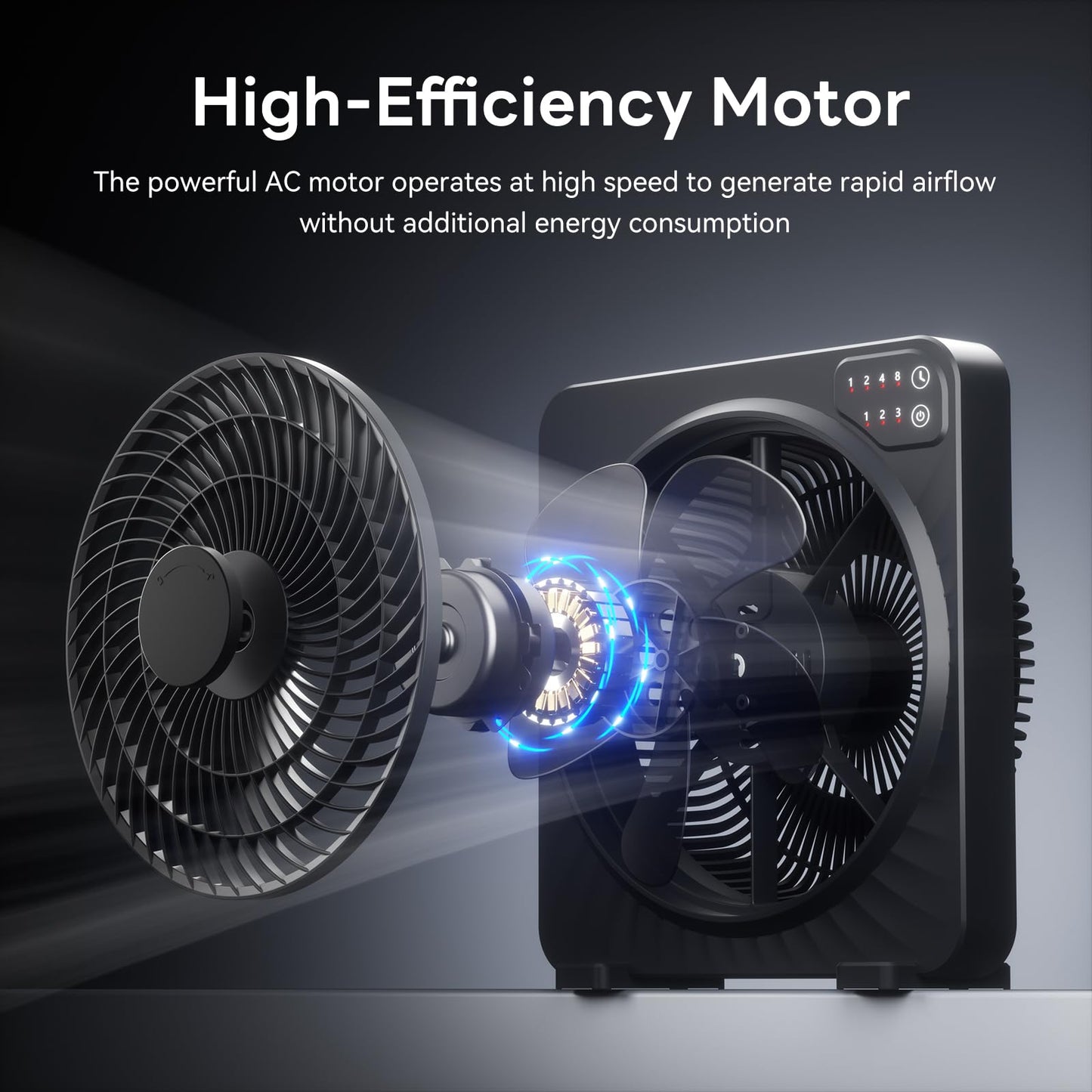 PNTCK 13" Quiet Desk Fan with 3 Speeds, 5 Blades, Powerful Box Fan with Convenient Touch Control, 15h Timer, Portable Cooling Fan Table Fan