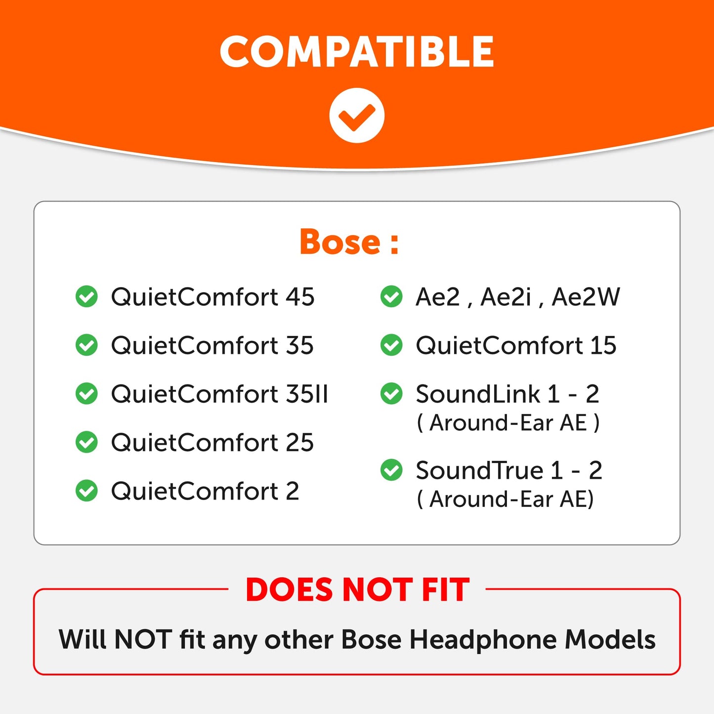 WC SweatZ QuietComfort - Patented Earpad Covers for Bose QuietComfort 45, 35, 35ii, QC2, QC25, QC15, AE2, AE2i, SoundTrue, SoundLink by Wicked