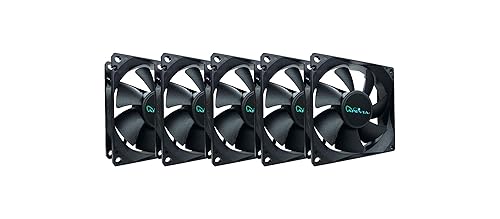 Apevia AF58S-BK 80mm 4pin Molex + 3pin Motherboard Silent Black Case Fan - Connect to Power Supply or Motherboard (5-pk)