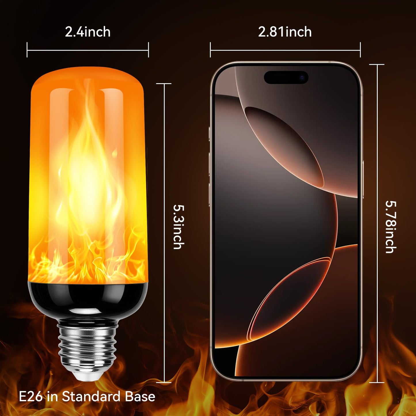 Alnbutp Gen2 Flame Core LED Light Bulbs, E26 Base