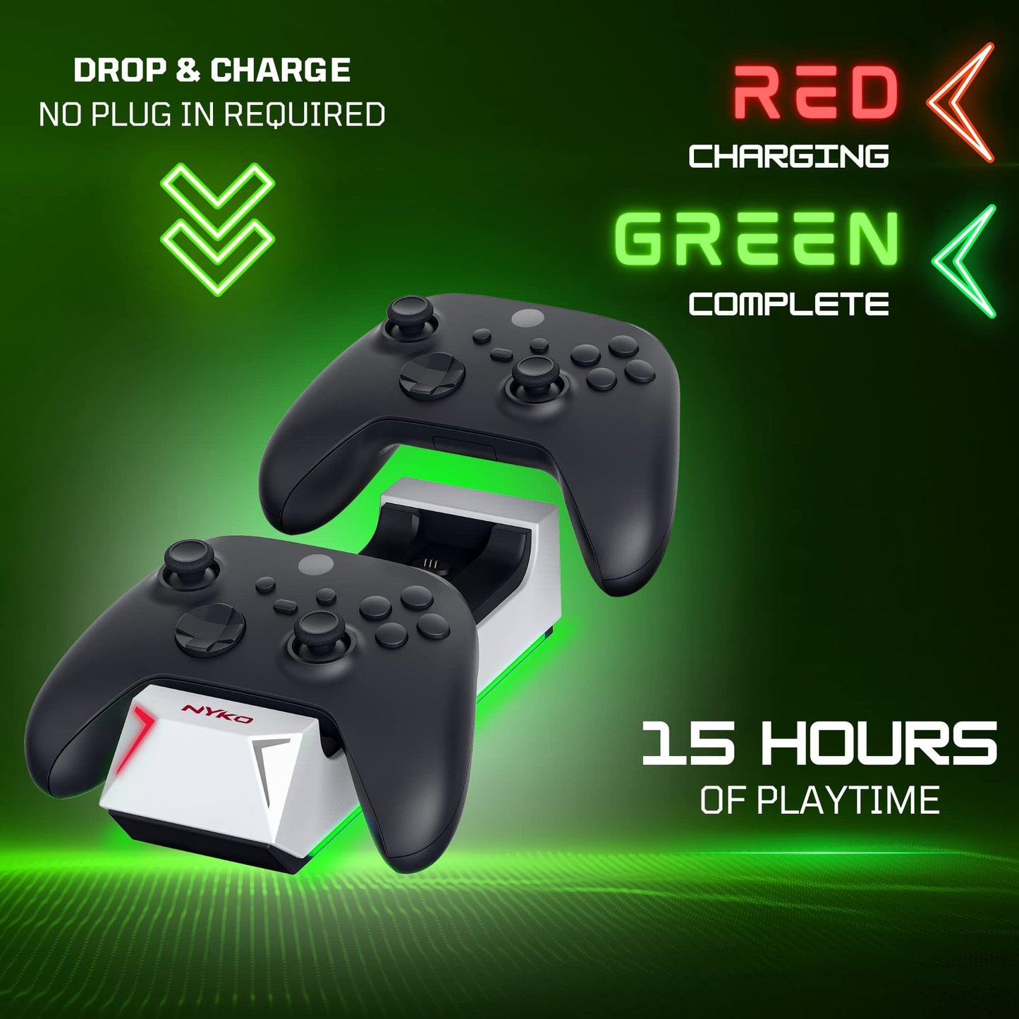 Nyko Charging Station for Xbox Series XS & Charge Base for 2 Controllers w/LED Indicators and Extra USB Port -Controller Charge Stand w/Rechargeable