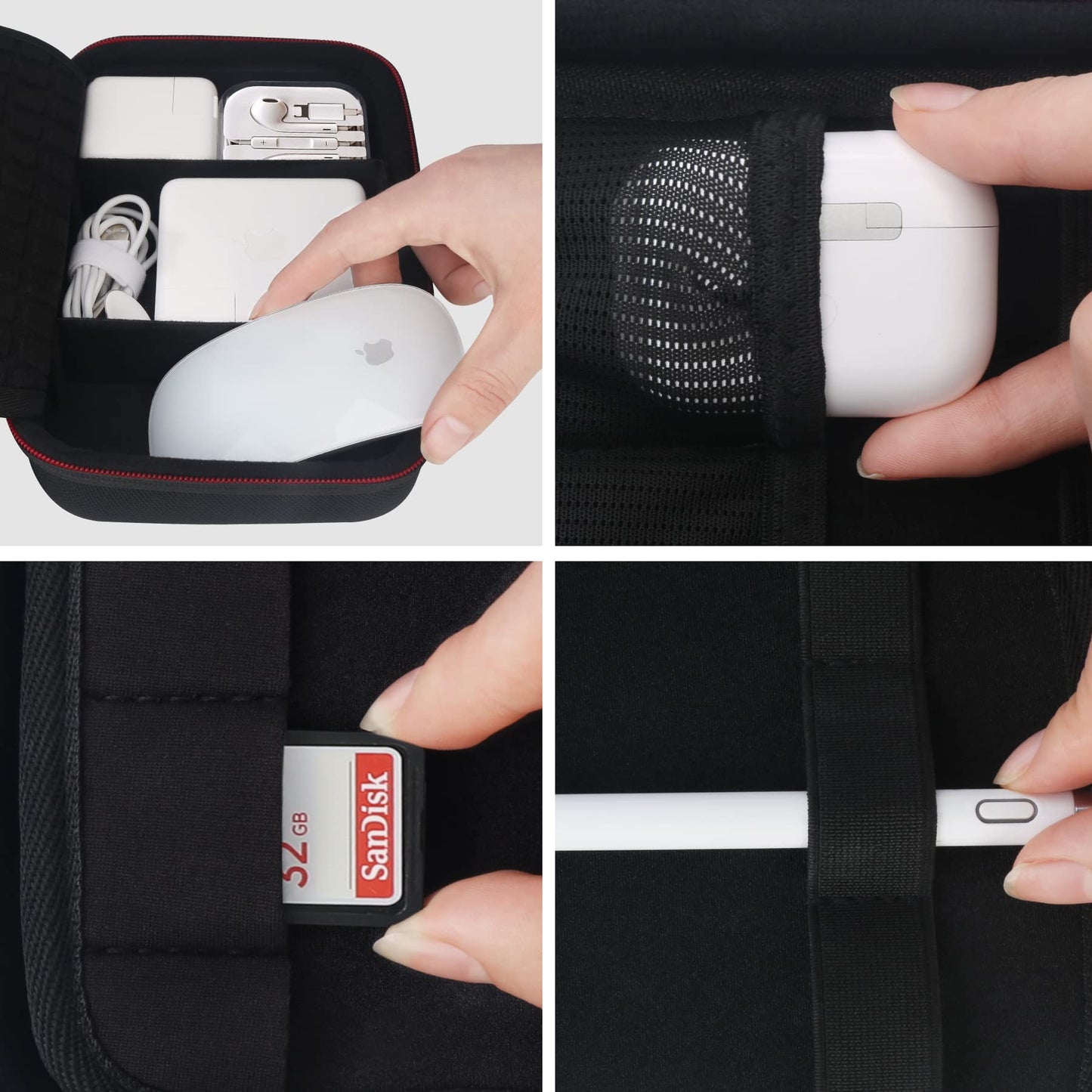 Elonbo Hard Travel Cords Organizer Universal Small Electronic Accessories Carrying Case for Chargers Cables MacBook Adapter Magic Mouse Apple Pencil
