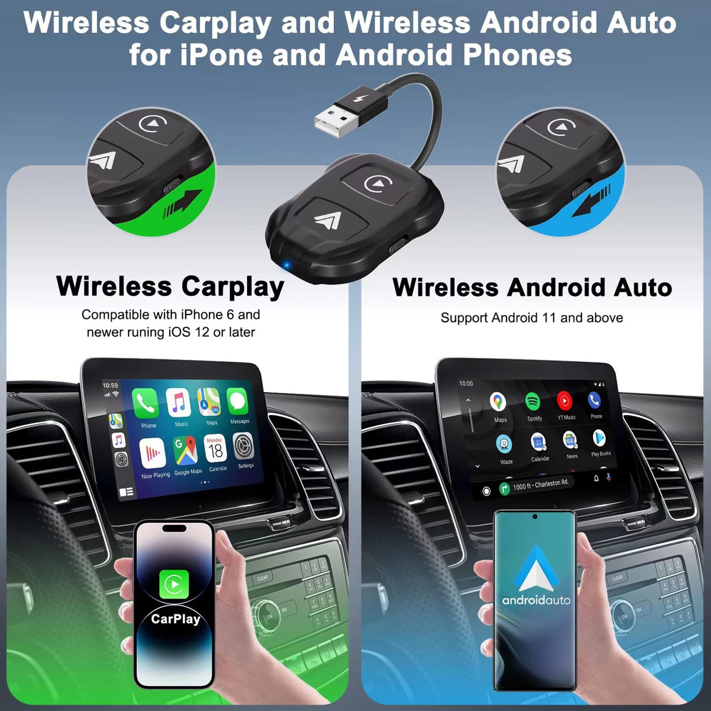 USB WiFi Adapter, Seamless Blue Tooth Connection, Wireless Dual System Internet Adapter for Laptops, Desktops, Smart TVs and Car Auto Systems