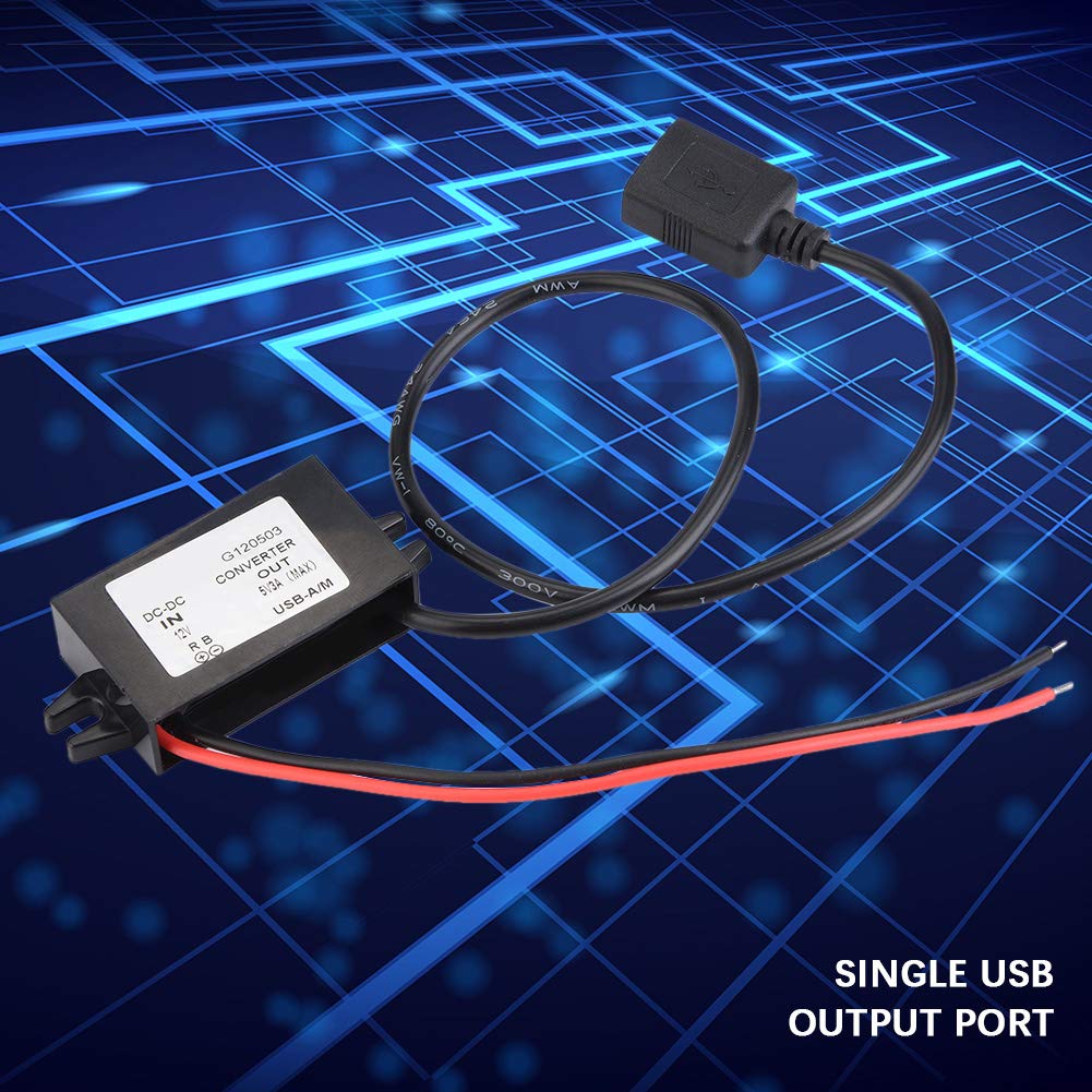Car Power Converter DC 12V to 5V/ 3A Voltage Converter with Single USB Adapter Connectors for Phone Charging car Audio Radio etc