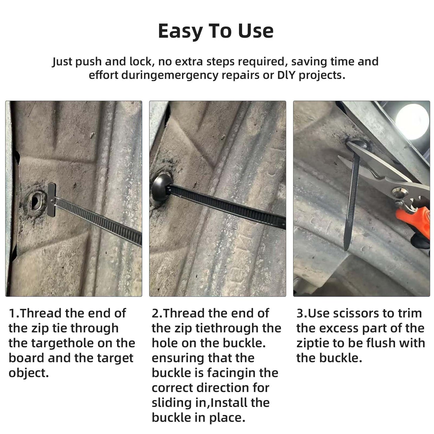 XMALL 100PCS Nylon Universal Cable Tie Buckle, Suitable for Fixing Parts for Daily Maintenance of Automobiles, Self Locking and Easy to Install Zipper