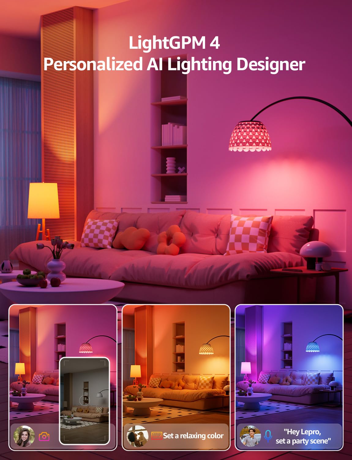 Lepro B1 AI Smart Light Bulbs A19 E26 RGBWW WiFi Bluetooth 8 Pack for Home