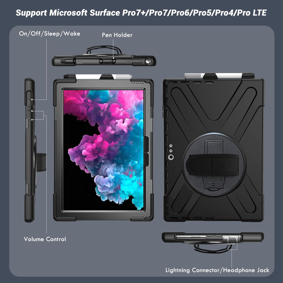 DreamerX for Microsoft Surface Pro 7+/Pro 7/6/5/4/LTE 12.3" Case with Strap