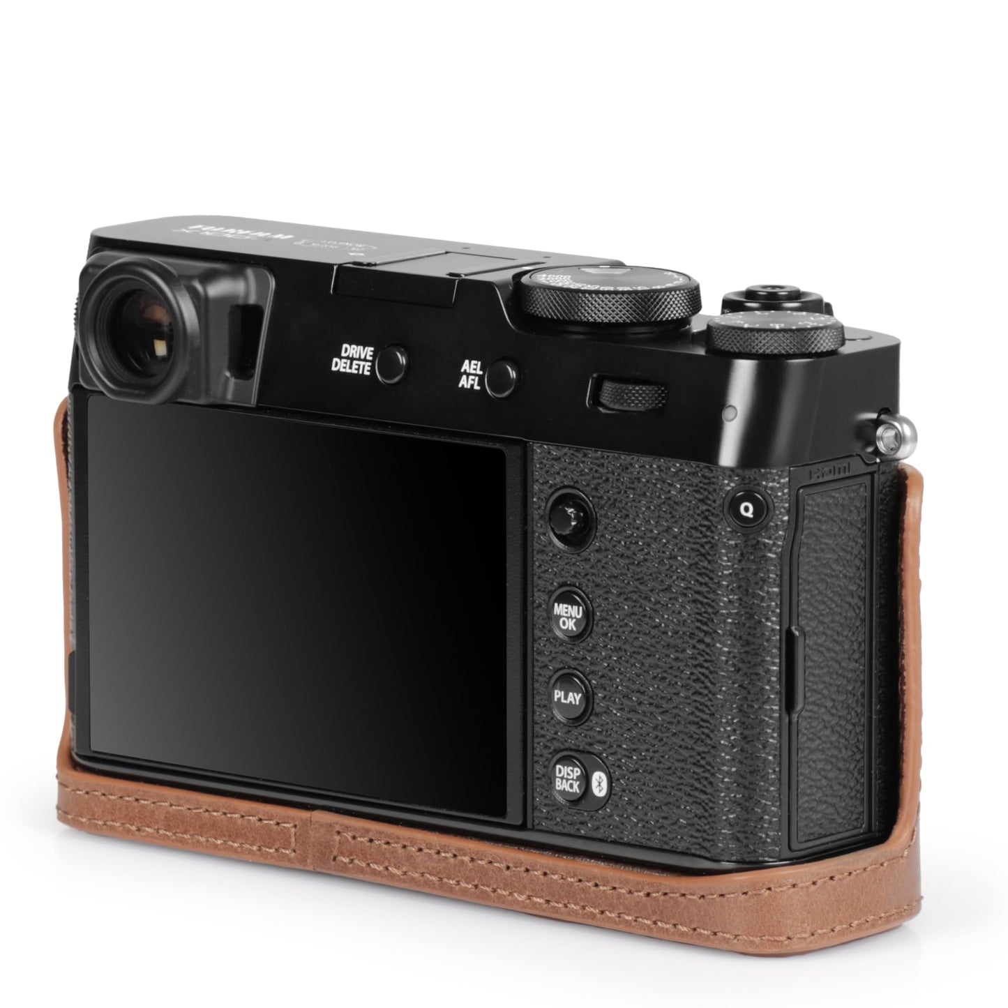 MegaGear Ever Ready Genuine Leather Half Camera Case Compatible with Fujifilm X100VI - Brown