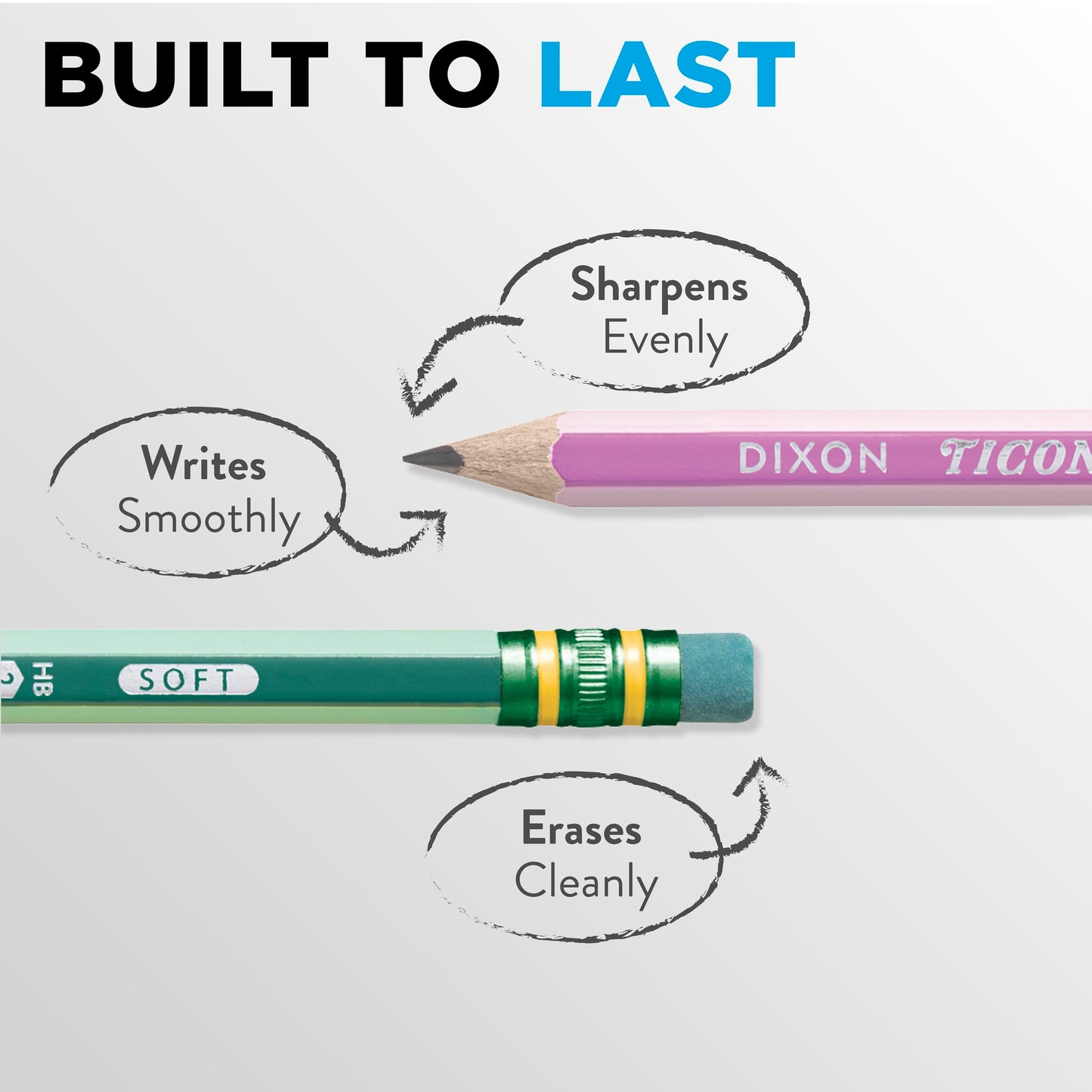Ticonderoga X13910 Striped Wood-Cased Pencils, 2 HB Soft, Pre-Sharpened, 10 Count, Assorted Colors