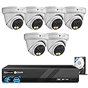 4COVR PoE Security Camera System, 2 Way Talking, Smart Color Night Vision, AI Human/Vehicle Detection, 8CH 8MP NVR with 2TB HDD, 6X 5MP Dome IP