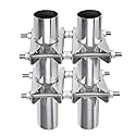 2 Pack Antenna Mounting Kits 2 inch Pole to Pole Clamp Heavy Duty Mast to Mast Bracket with V Jaw Block for TV CB Ham Antenna, Weather Station, Pipes