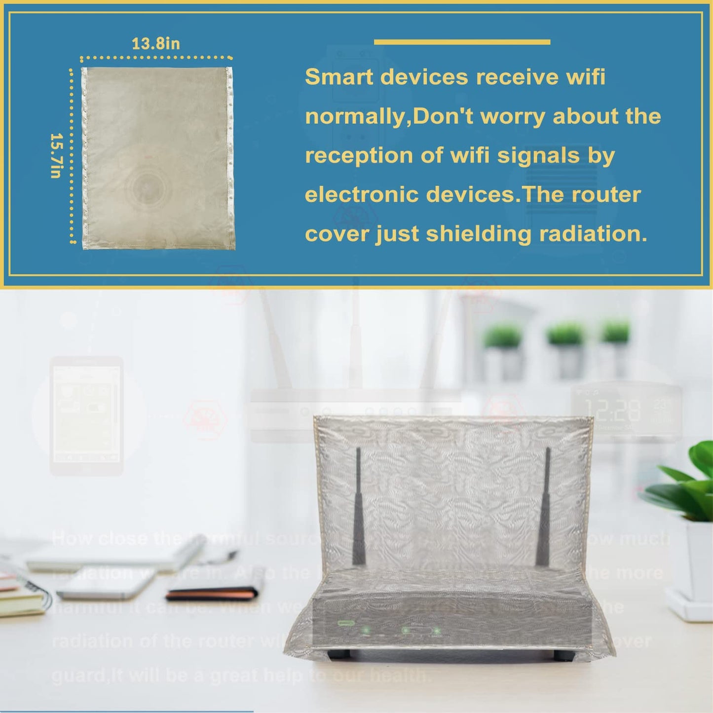 WiFi Router Cover, Two Sides Opening WiFi Guard EM-F Versatile Shielding Protection Router Cover 13.8IN * 15.7IN