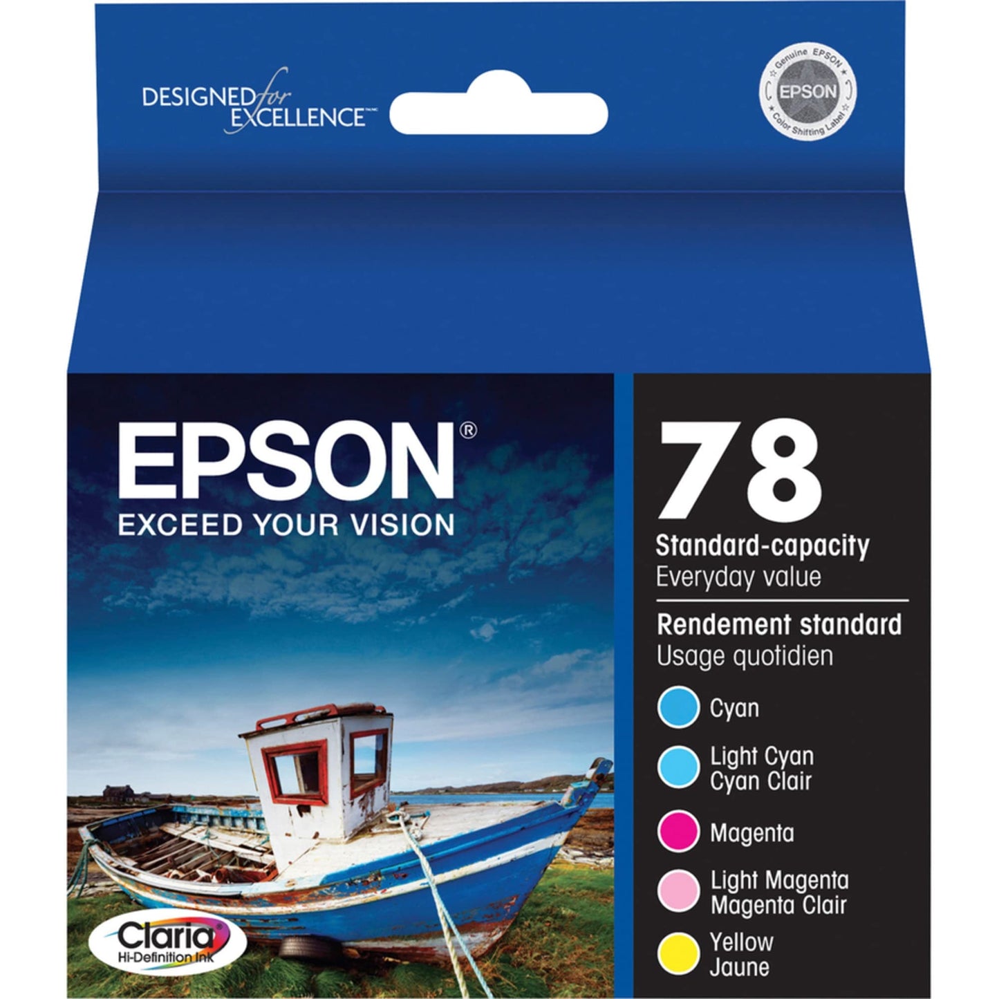 Epson 78 Claria Hi-Definition Ink Standard Capacity 5 Color Cartridge Combo Pack (T078920) Works with Artisan 50, Photo R260, R280, R380, RX580