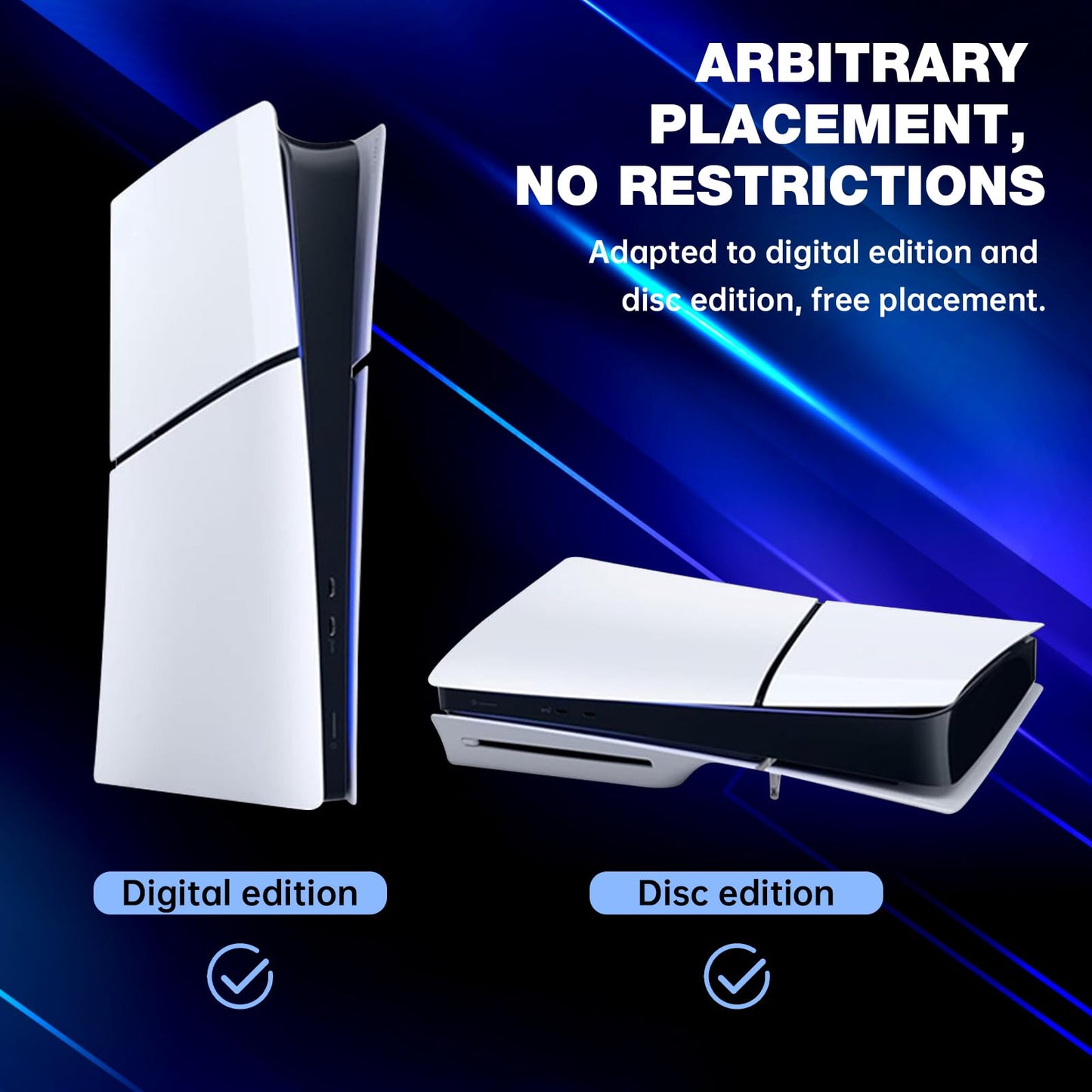 veoyya Dust Cover Net Compatible with PS5 Slim Disc/Digital Version Console (Long Version), Anti-Dust Protector Filter Middle Skin and Dust Plugs