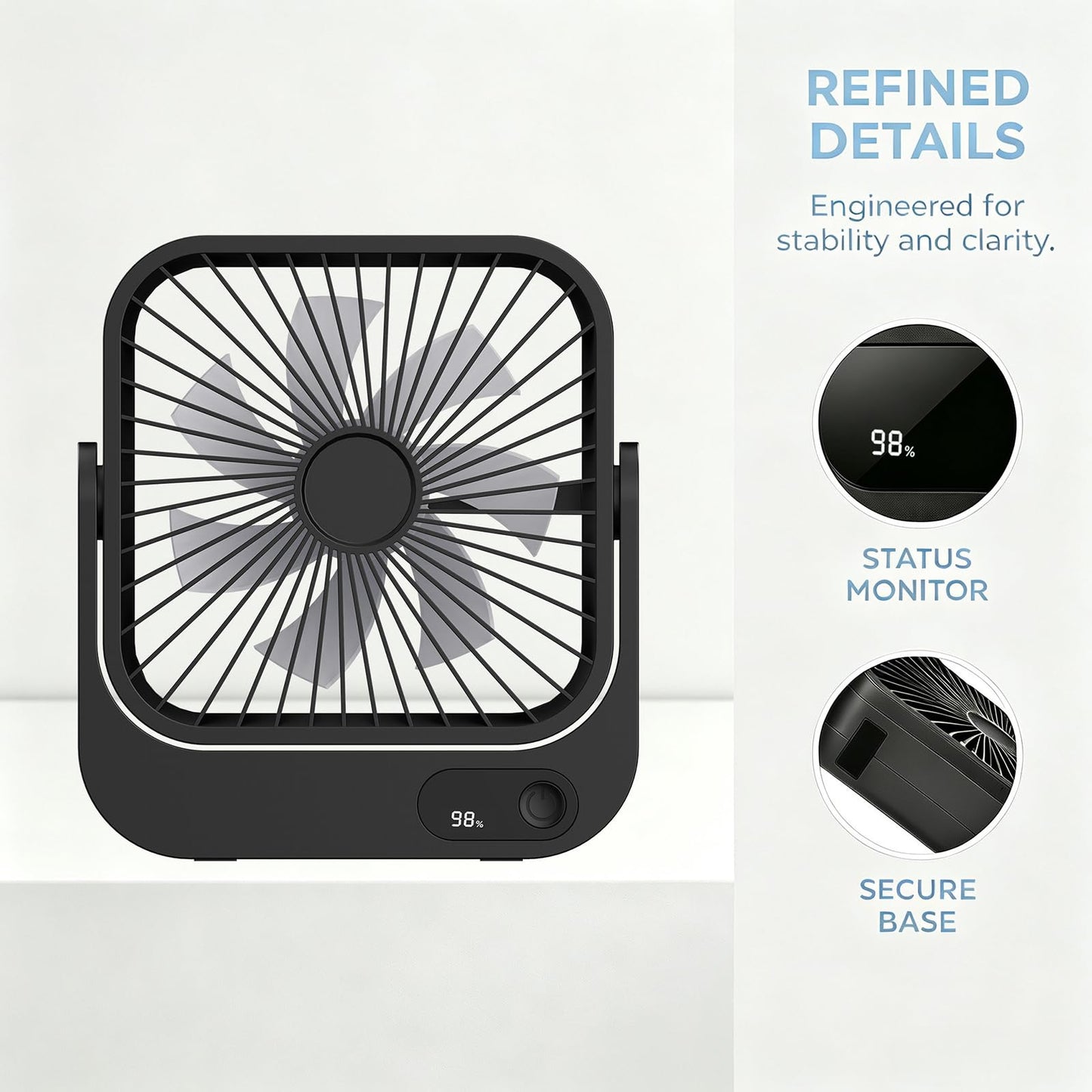 Vochigh Cruise Ship Portable Magnetic-Fan: 5000mAh Rechargeable Fan