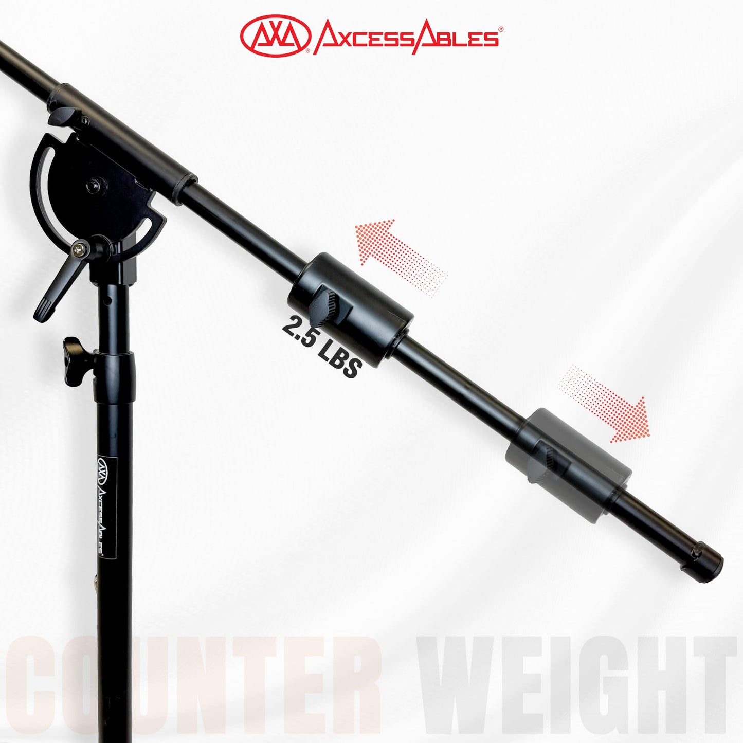 AxcessAbles AXCMB-T Heavy Duty Microphone Boom Stand with Weighted Tripod Base | 80.5-inch Height Overhead Mic Stand | 65.5-Inch Boom Arm Stand |