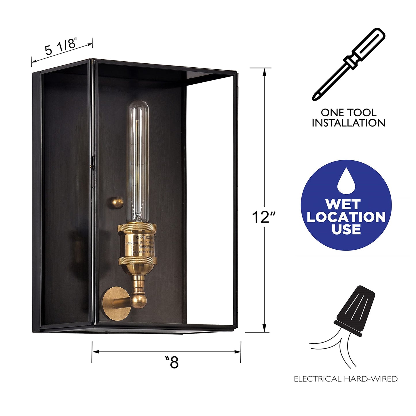 c cattleya Outdoor Wall Light Fixture, Brass Exterior Wall Lantern, Waterproof Outdoor Wall Sconce Front Porch Light with Unique Door Design