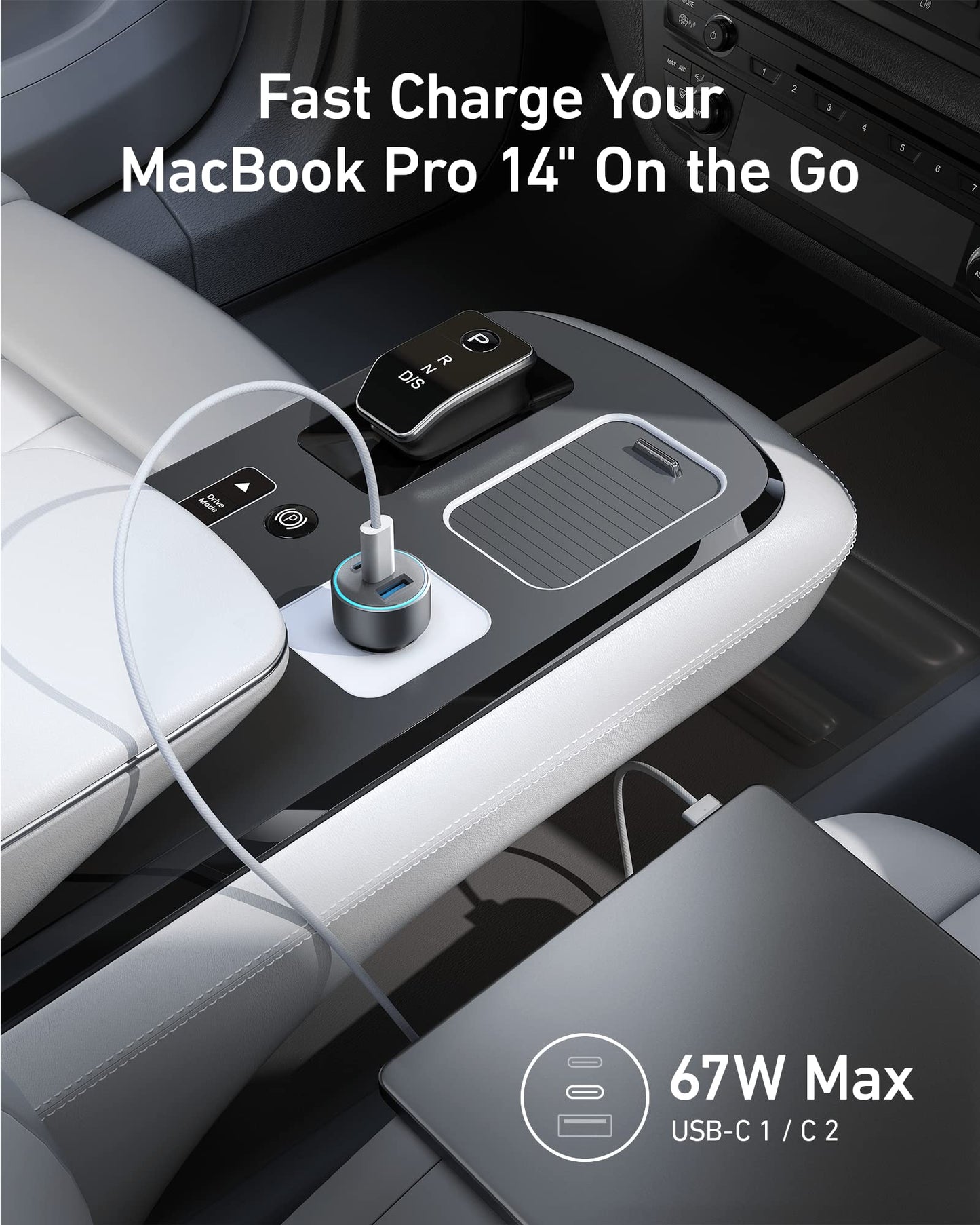 Anker USB-C Car Charger, iPhone 17 Car Charger, 67W 3-Port Compact Fast Charger, 535 Car Adapter with PIQ 3.0 for iPhone 17/16/15/14 Series, Galaxy