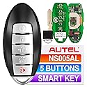 Autel MaxiIM IKEY Programmable Car Key, IKEYNS005AL Key Fob Replacement for Nissan, 5 Buttons Blank Key Work with Autel KM100(X) IM508S IM608S II