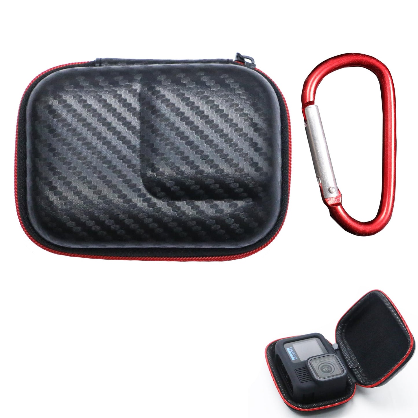 PCTC Hard PU Mini Carrying Case for Go Pro Hero 13 Black,Travel Portable Storage Bag for GoPro Hero 12/11/10/9/DJI Osmo Action,Campark,AKASO,YI Action