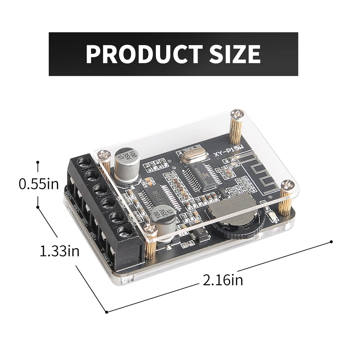 Bluetooth Power Amplifier Board 2.0 Dual Channel Stereo Wireless Mini Amp Module with Protective Shell(XY-P15W)